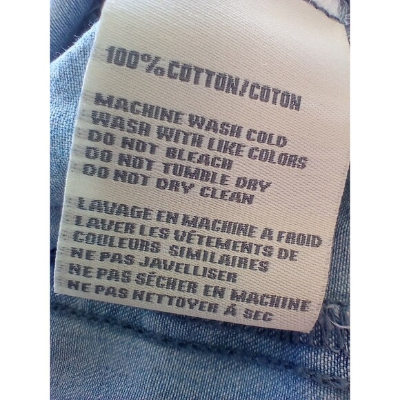 April Cornell Dress Small Denim Pintuck Prairie Boho Peasant Cottage Pockets - Picture 9 of 9